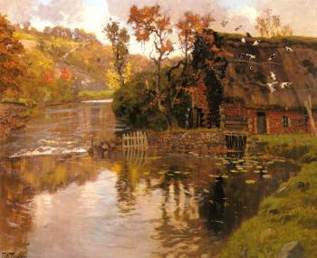 Frits Thaulow : Cottage By A Stream
